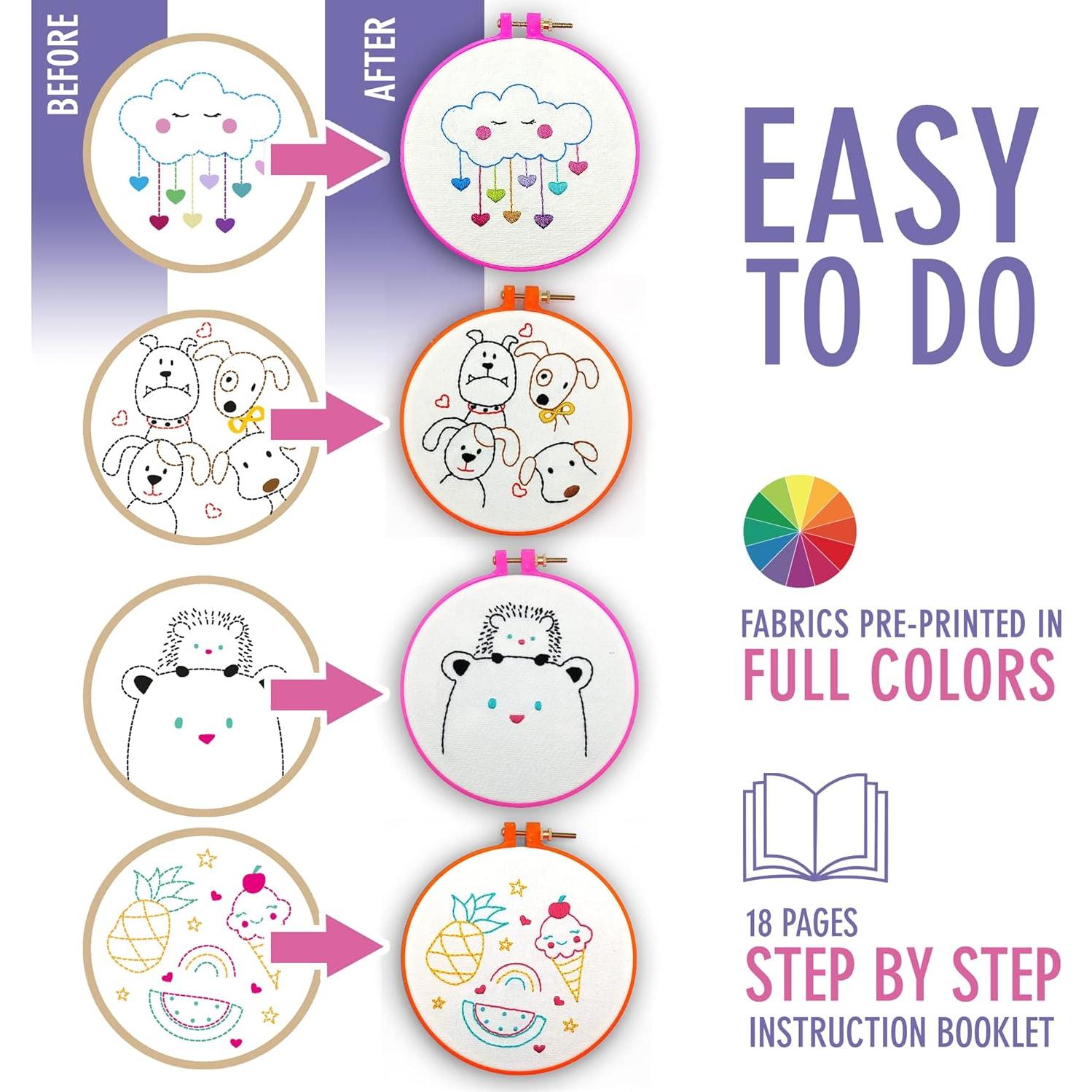 Kit de Bordado CRAFTILOO para Niños - 10 Patrones Preimpresos