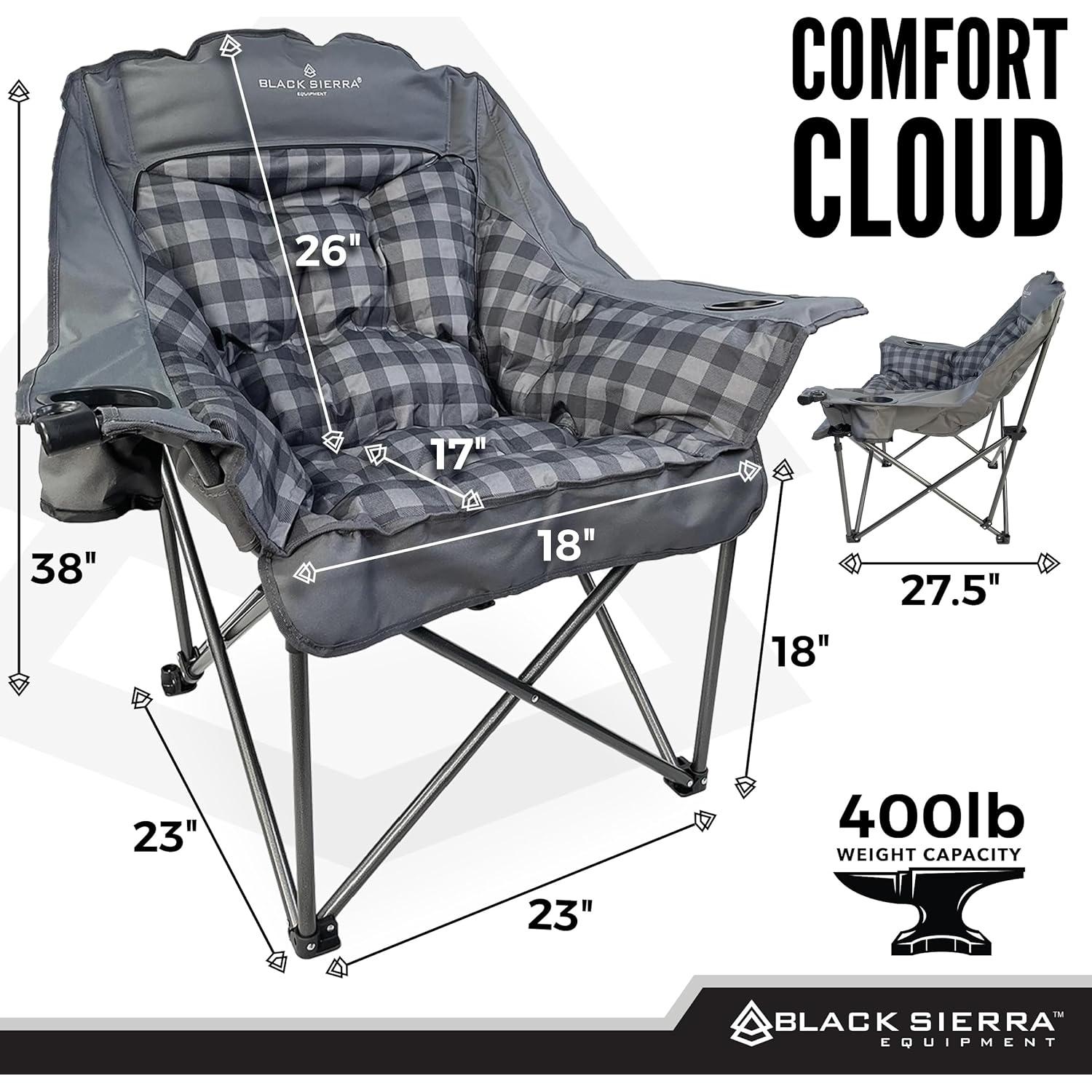 Silla de Camping Plegable Black Sierra Comfort Cloud XL - Soporta 181kg