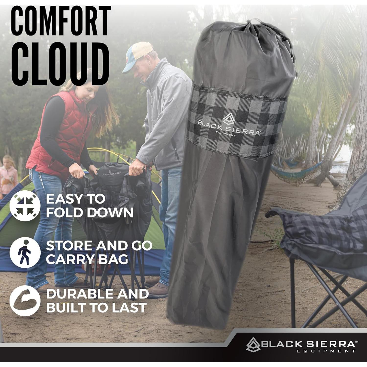 Silla de Camping Plegable Black Sierra Comfort Cloud XL - Soporta 181kg