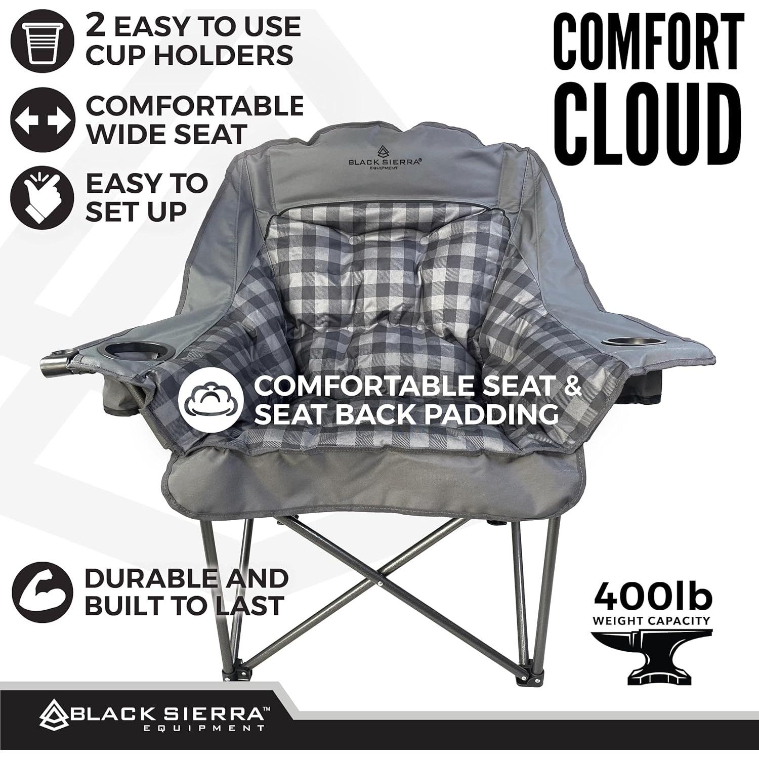 Silla de Camping Plegable Black Sierra Comfort Cloud XL - Soporta 181kg