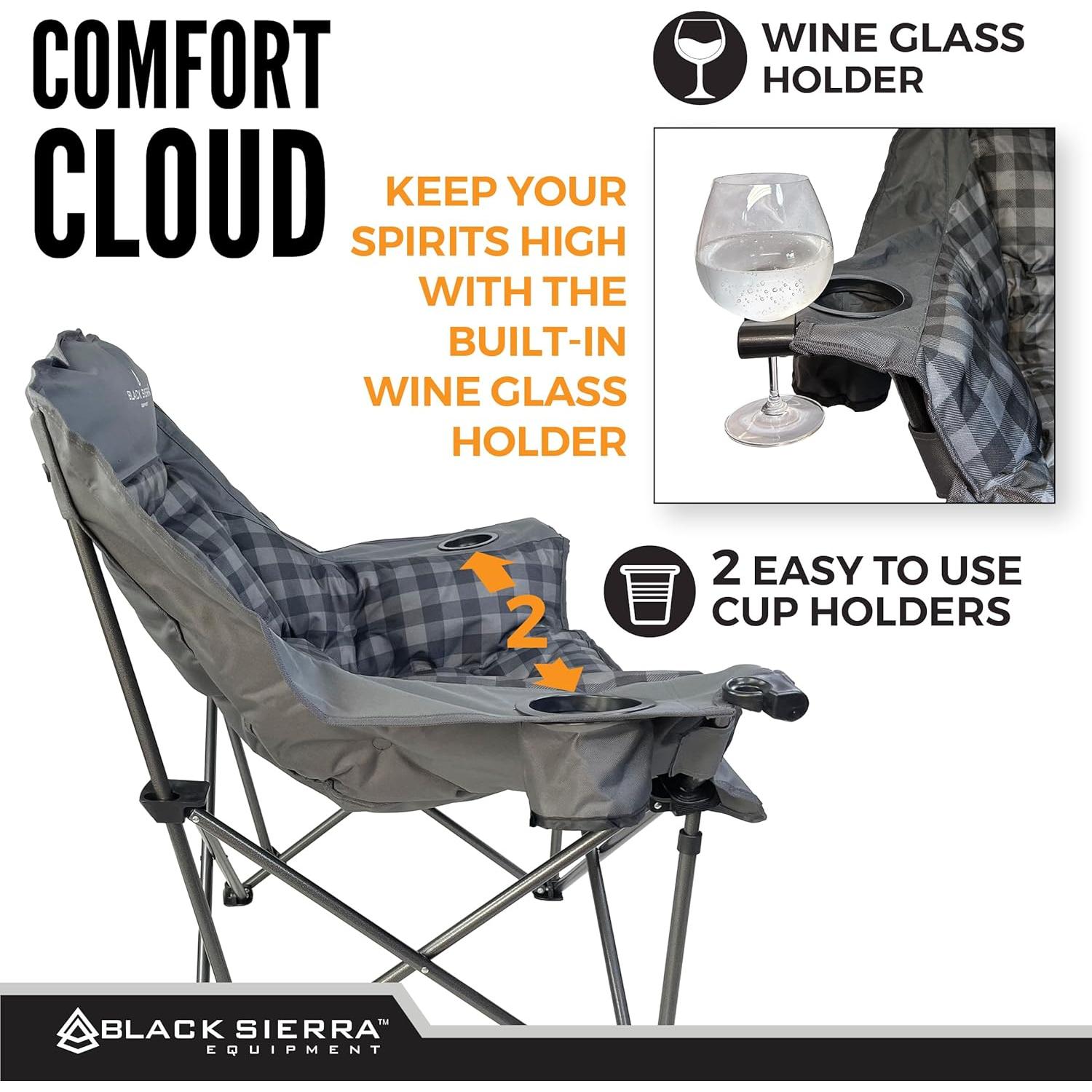 Silla de Camping Plegable Black Sierra Comfort Cloud XL - Soporta 181kg