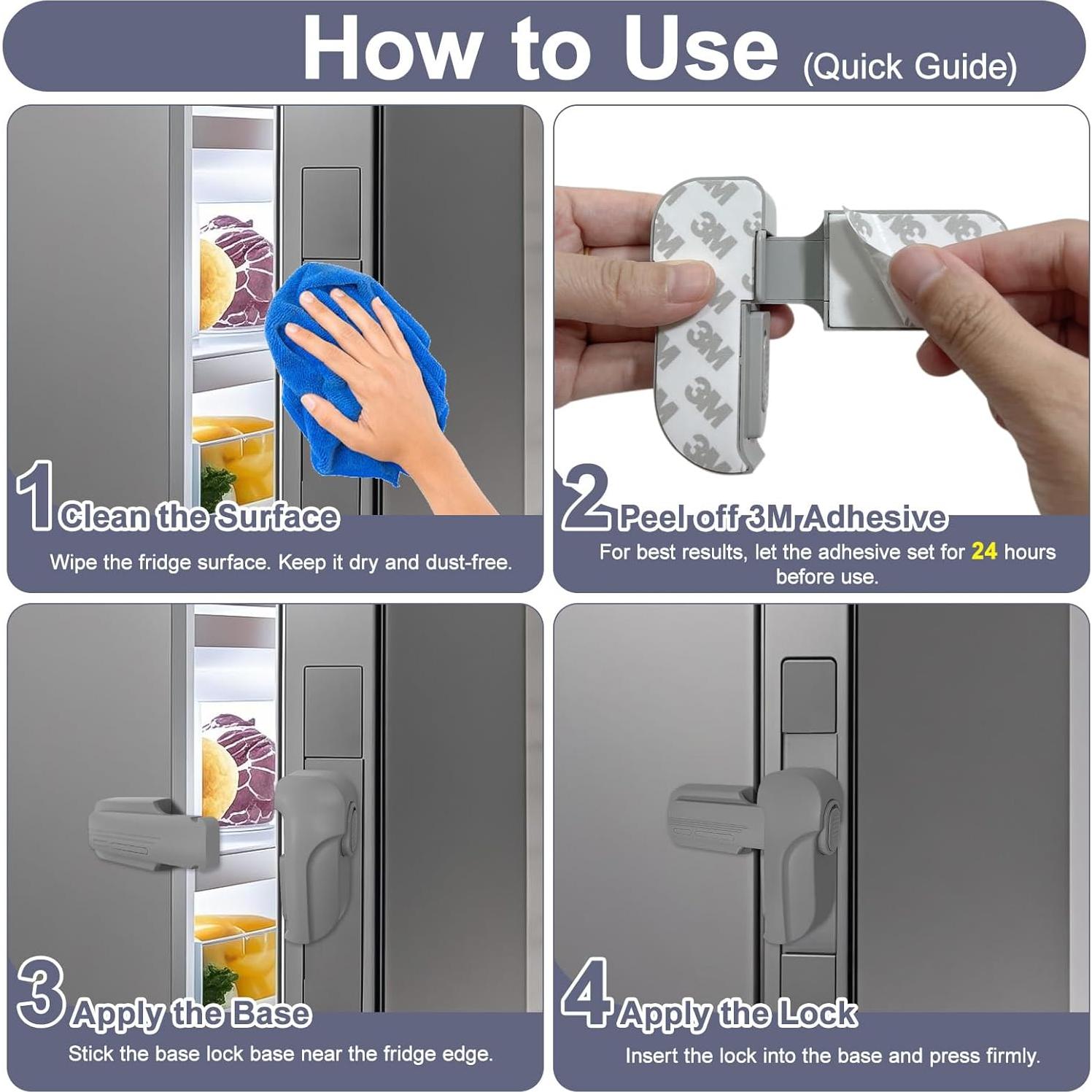 Cerradura de Refrigerador para Niños Uhimooi - Doble Seguridad, Gris