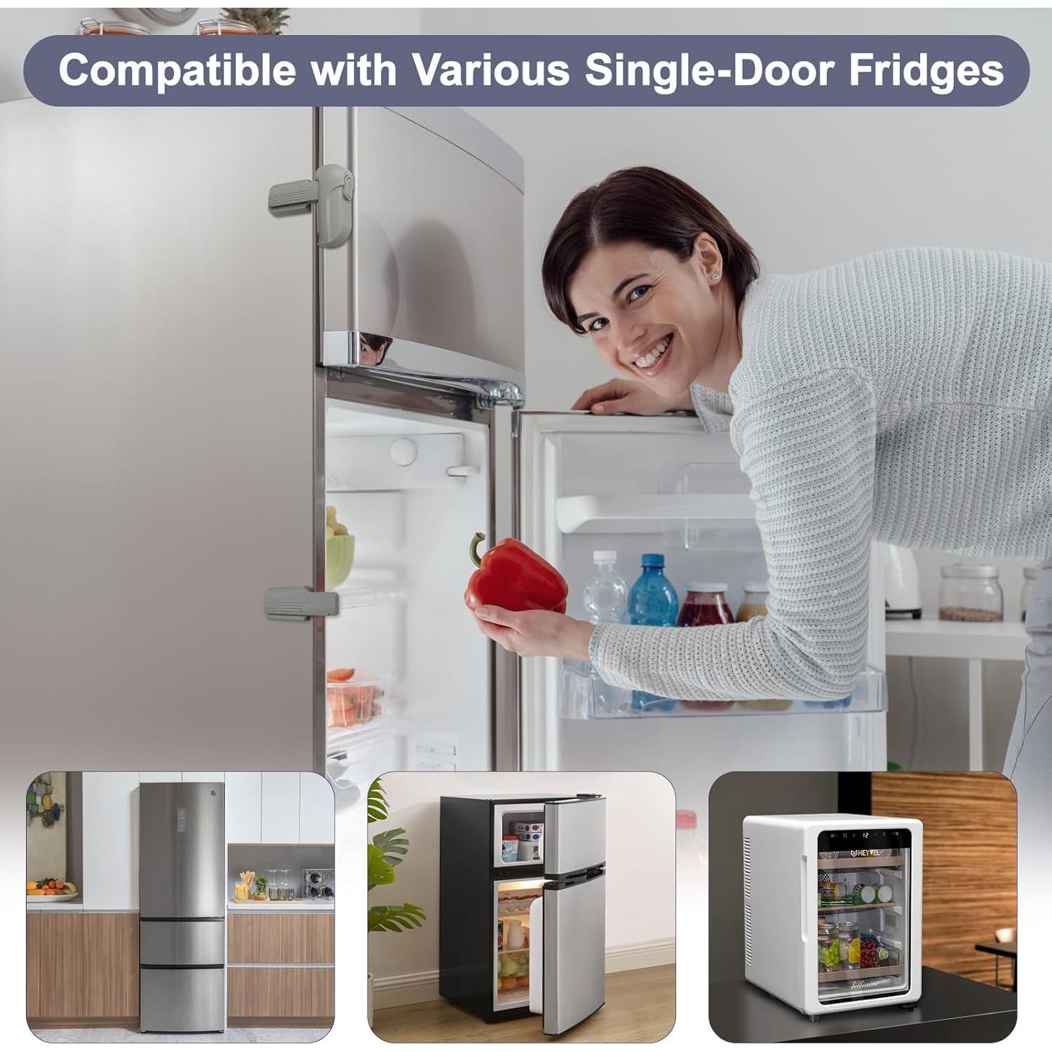 Cerradura de Refrigerador para Niños Uhimooi - Doble Seguridad, Gris