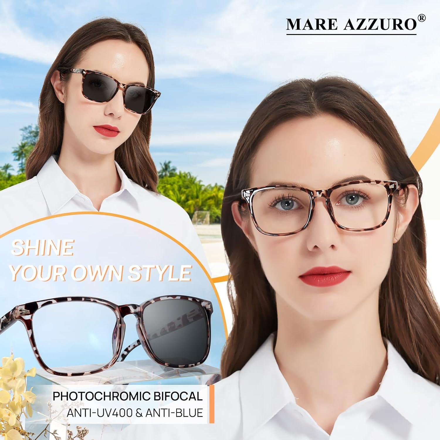 Gafas de lectura bifocales MARE AZZURO fotochromáticas 3.5x