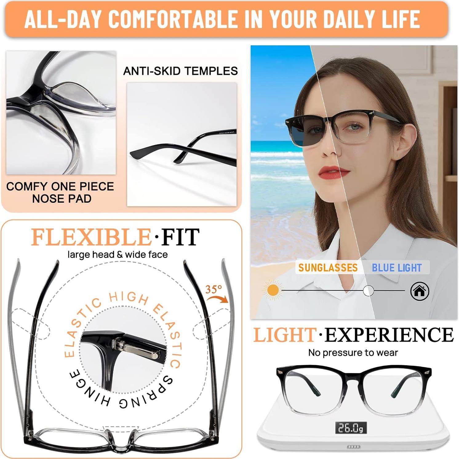 Gafas de lectura bifocales MARE AZZURO fotochromáticas 1.0-3.5