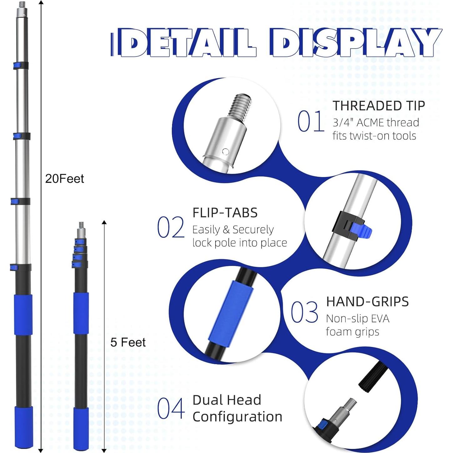 Kit de Lavado de Autos SKGPOLE 26 pies con Poste Telescópico