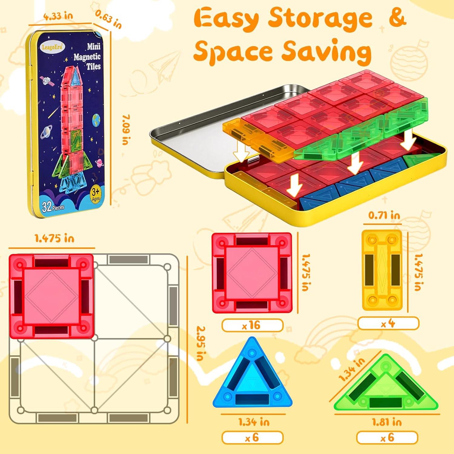 Set de Viaje de Bloques Magnéticos 32 Piezas LeagoEra