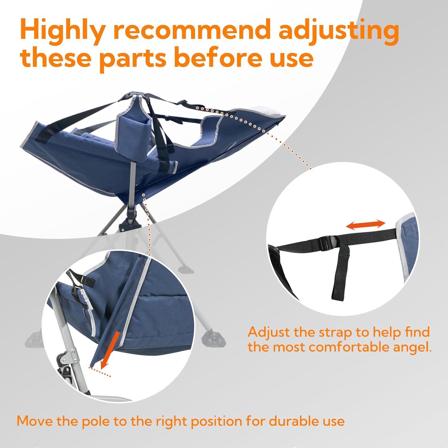 Silla de Camping Colgante HTD060 Azul Plegable y Ajustable