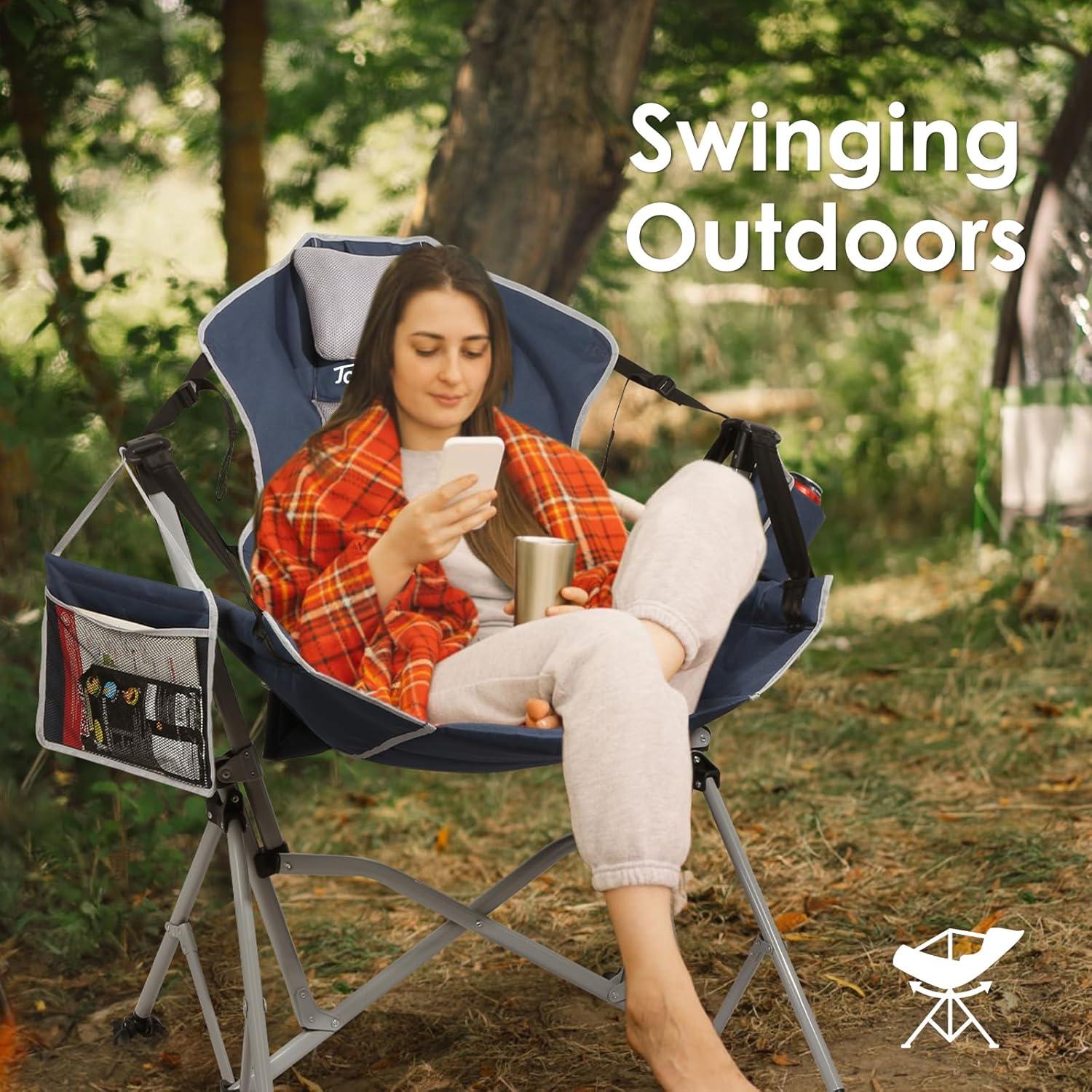 Silla de Camping Colgante HTD060 Azul Plegable y Ajustable