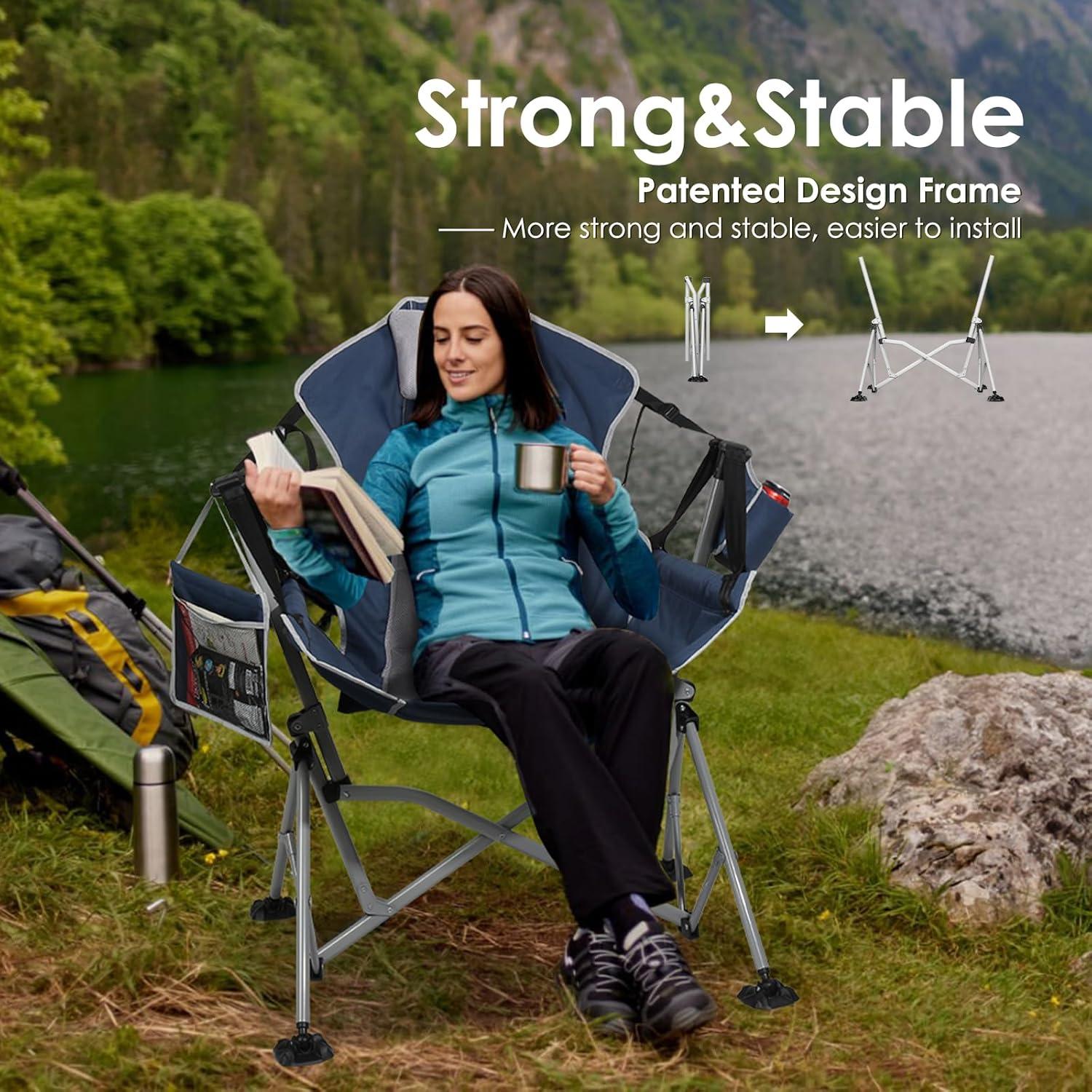 Silla de Camping Colgante HTD060 Azul Plegable y Ajustable