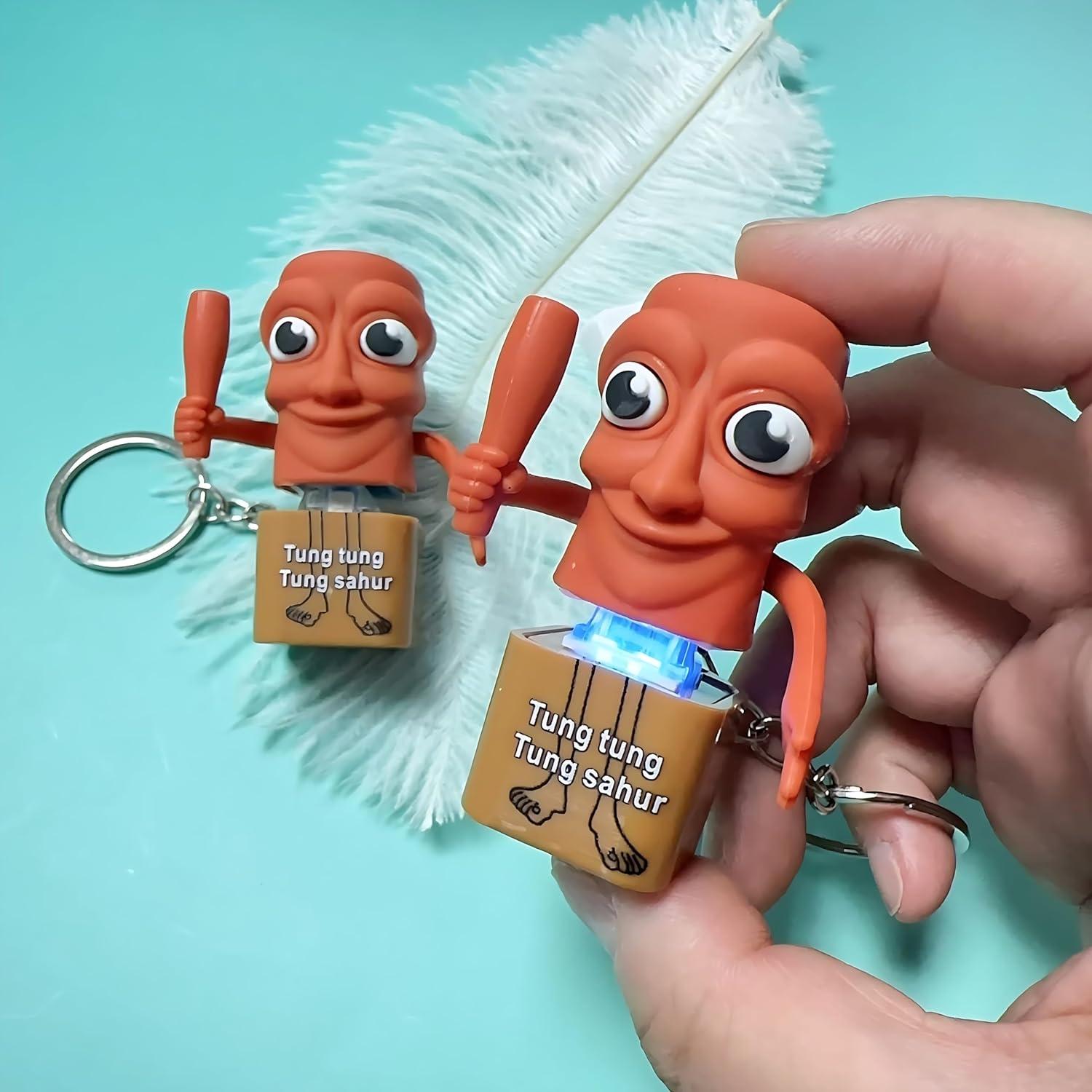 Llavero Fidget Tung Tung Tung Sahur con Luz LED y Sonido