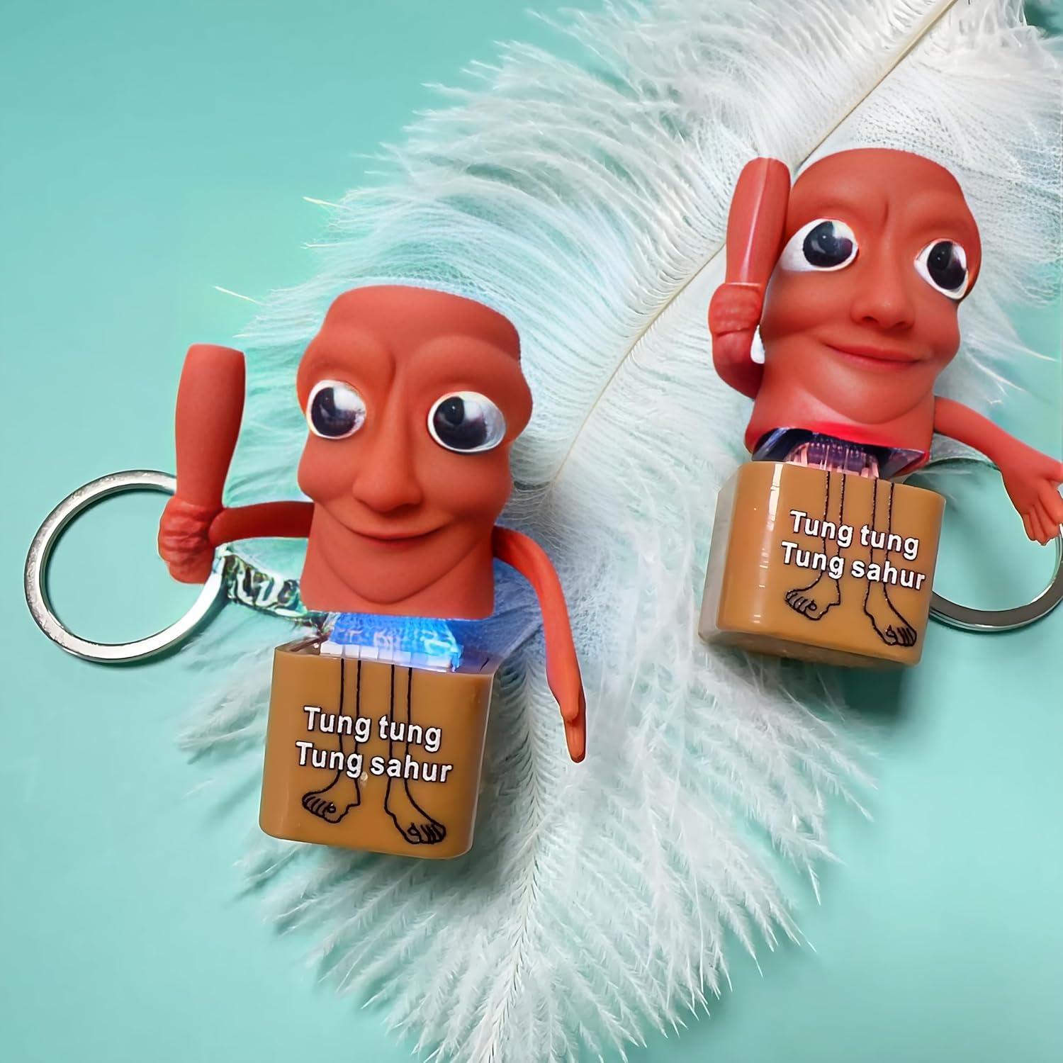Llavero Fidget Tung Tung Tung Sahur con Luz LED y Sonido
