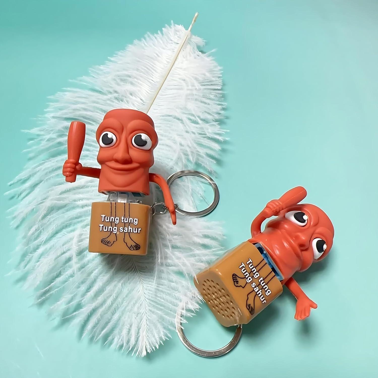 Llavero Fidget Tung Tung Tung Sahur con Luz LED y Sonido