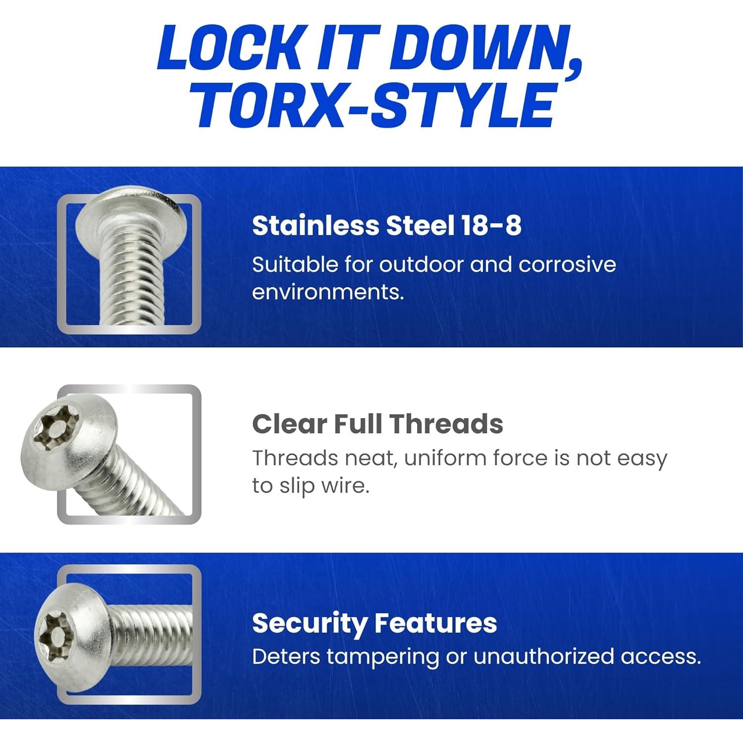 Tornillos de Seguridad Torx Fastenere 3/8-16 x 3.81 cm Acero Inoxidable