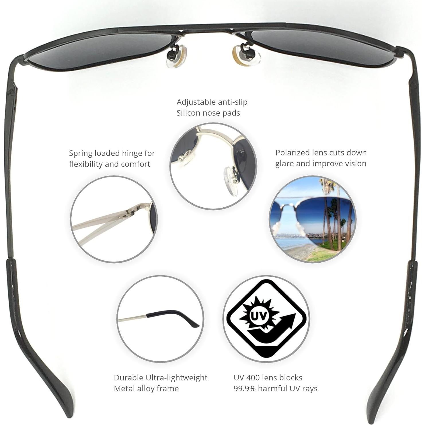 Gafas de sol aviador cuadradas J+S Premium polarizadas UV400