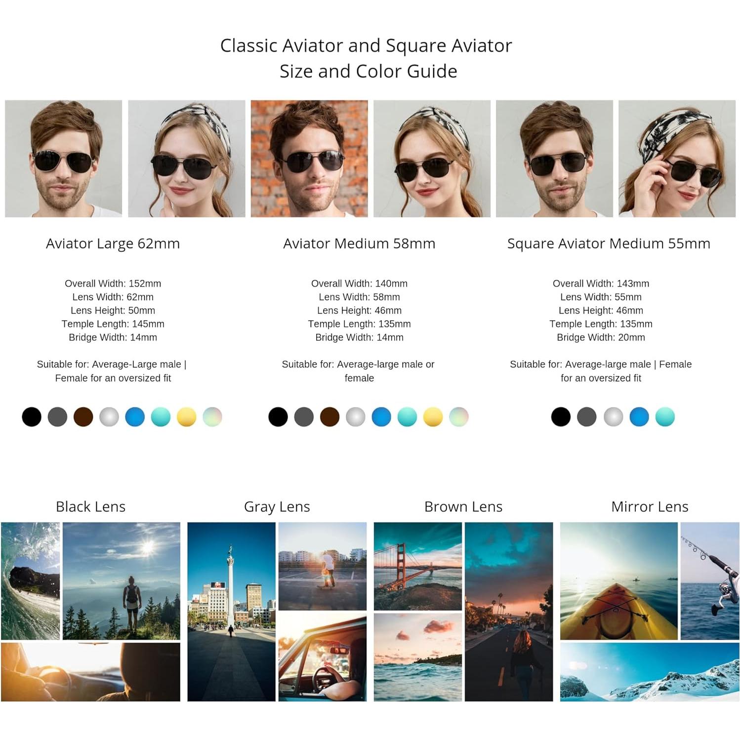 Gafas de sol aviador cuadradas J+S Premium polarizadas UV400