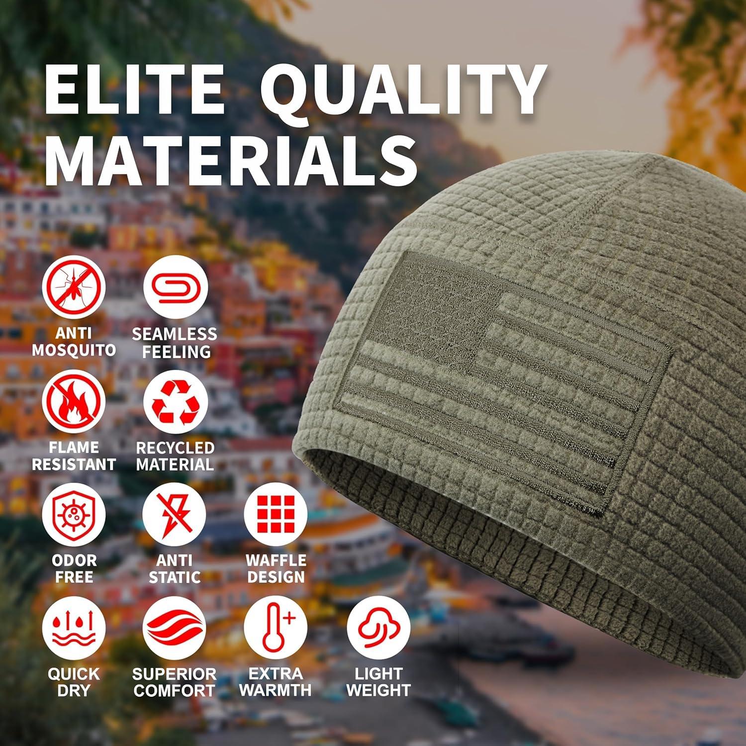 Gorro Táctico de Forro Polar Grid con Bandera Americana - Oliva