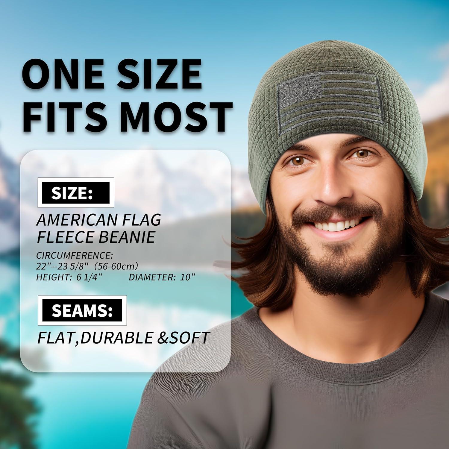 Gorro Táctico de Forro Polar Grid con Bandera Americana - Oliva