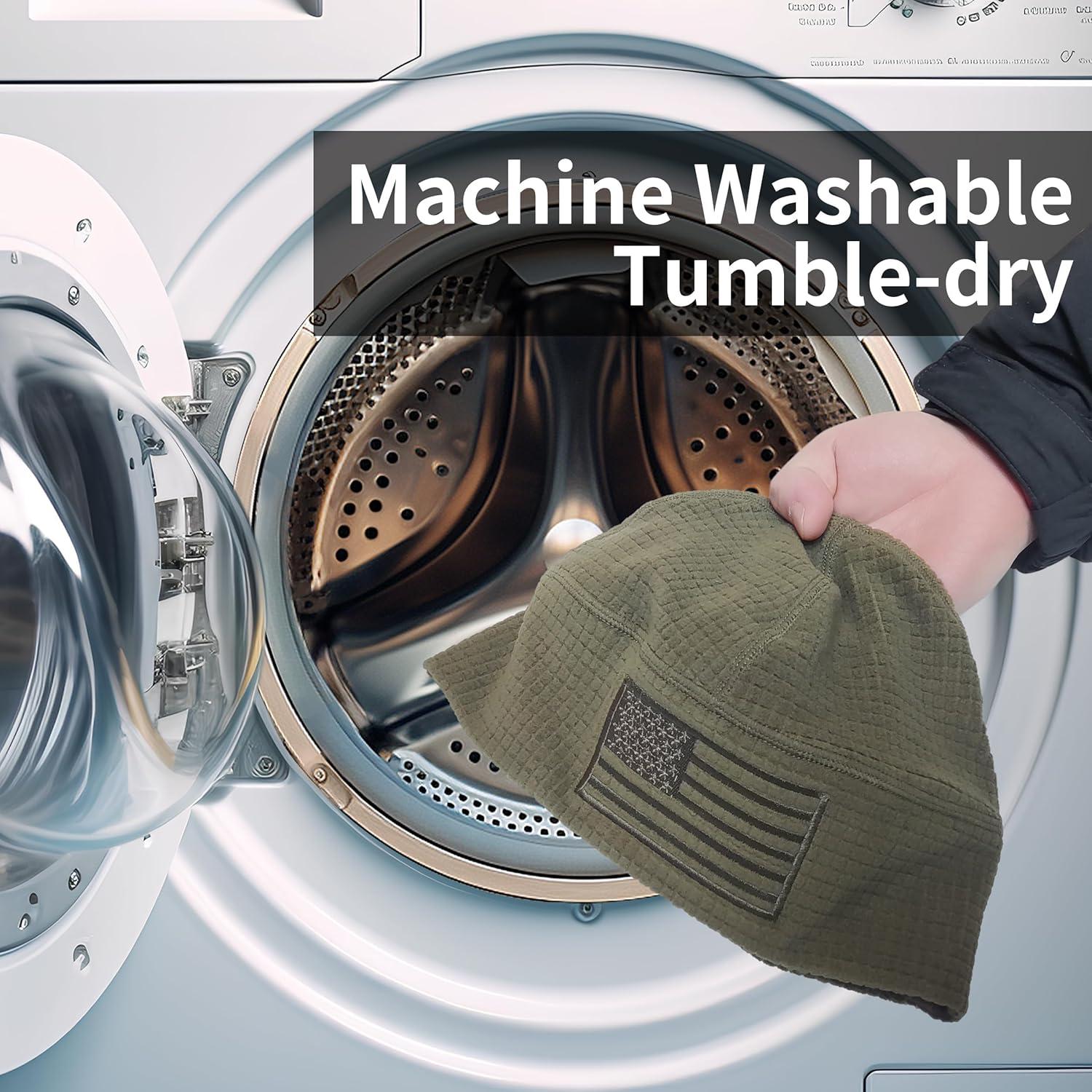 Gorro Táctico de Forro Polar Grid con Bandera Americana - Oliva