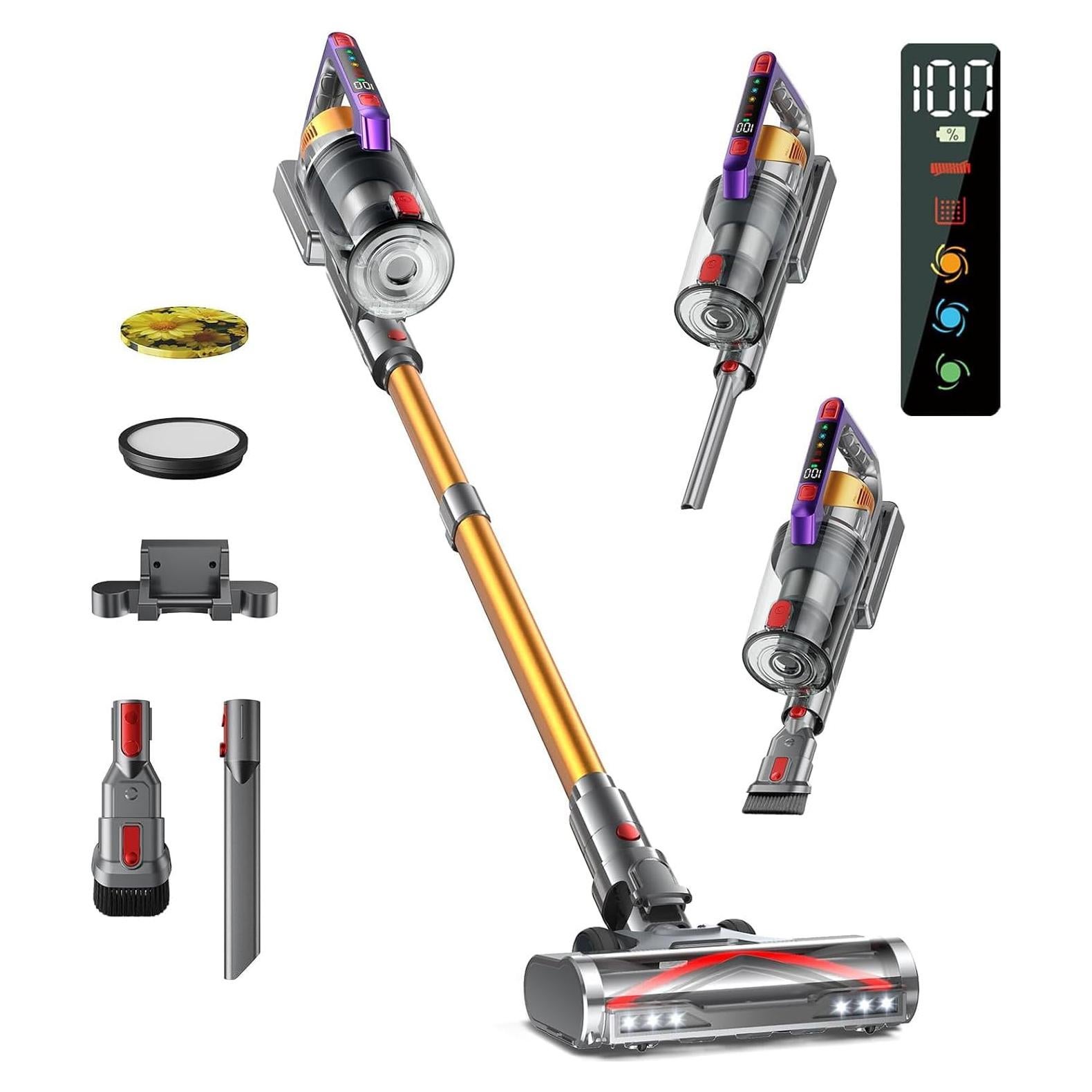 Aspiradora Inalámbrica AZVKEA S17 600W 70Min HEPA Oro