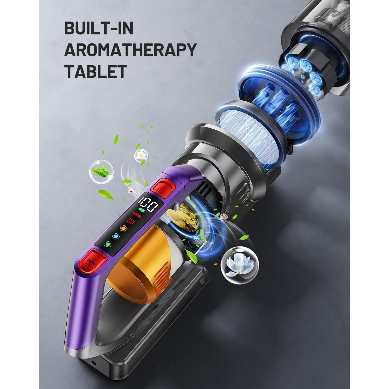 Aspiradora Inalámbrica AZVKEA S17 600W 70Min HEPA Oro