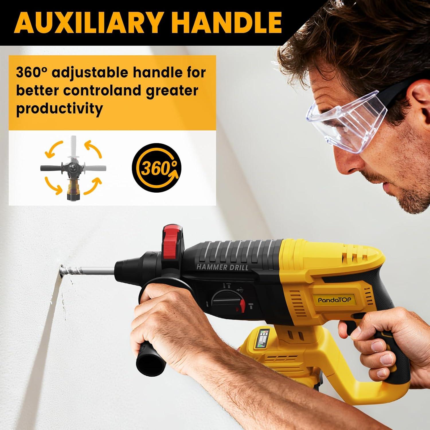 Rotomartillo Inalámbrico 20V PandaTOP SDS Plus 4 Funciones