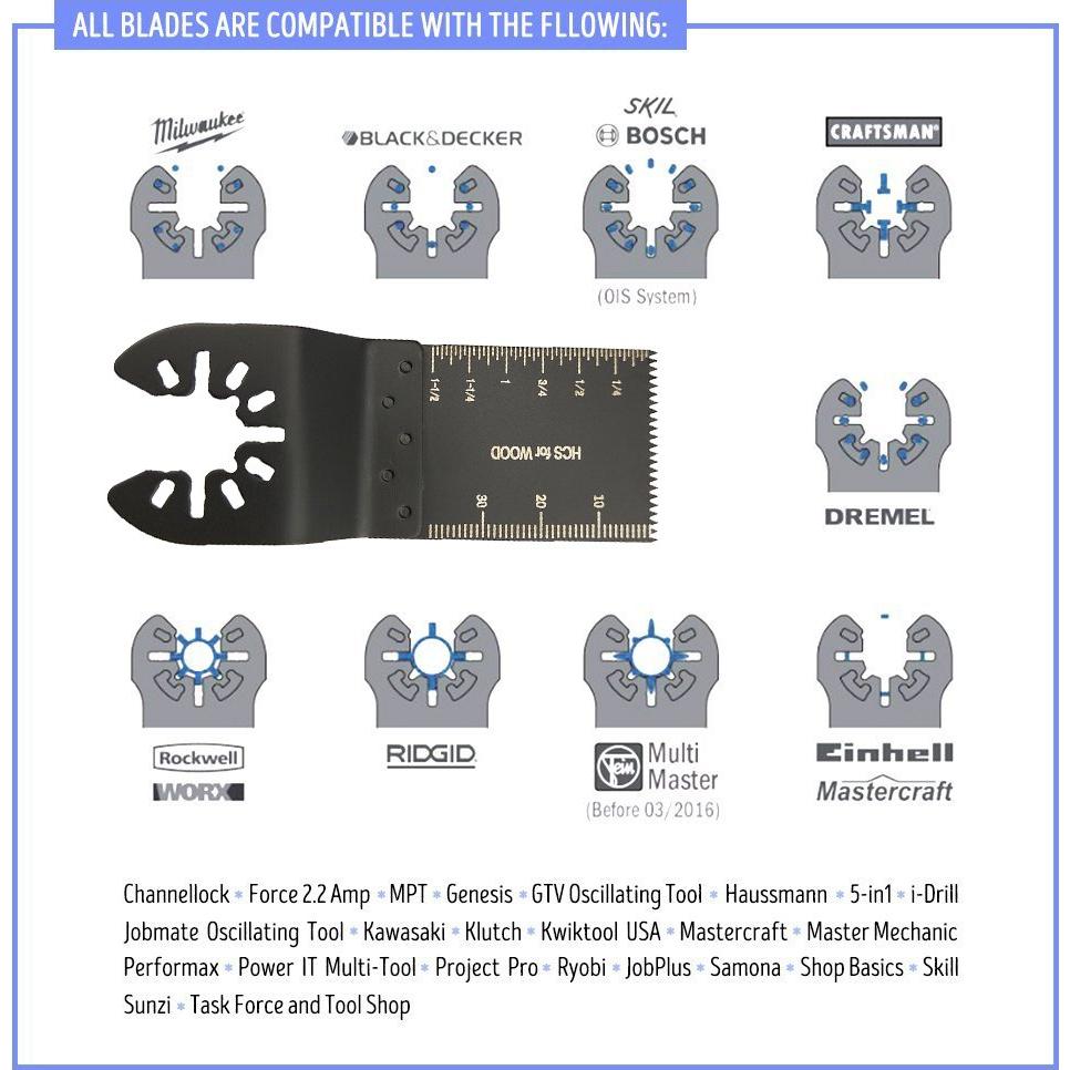 Juego de 12 Hojas de Sierra Oscilante TuhooMall 34mm Madera
