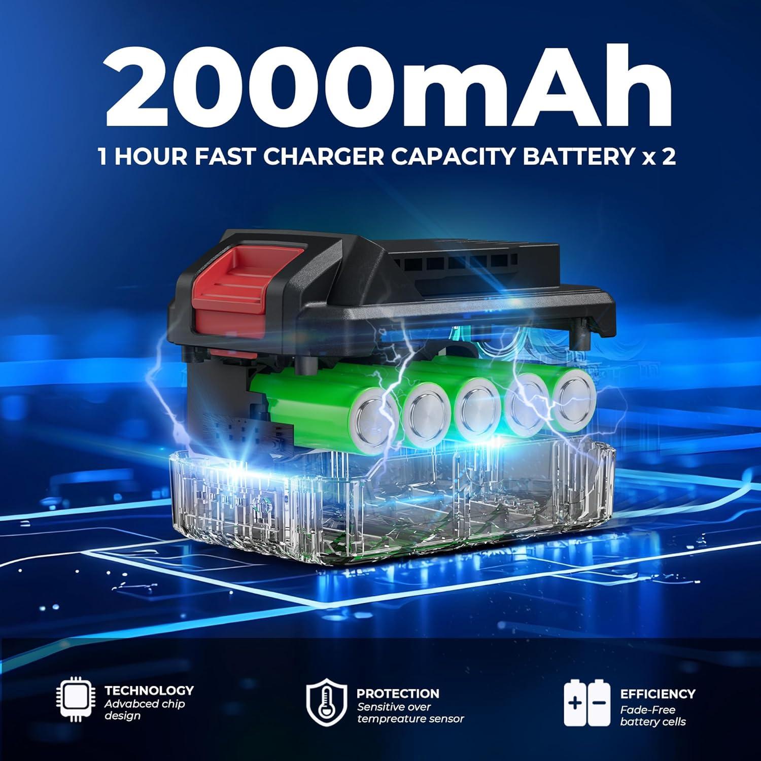 Taladro de Percusión Inalámbrico Dong Cheng 20V 60N.m 2 Baterías