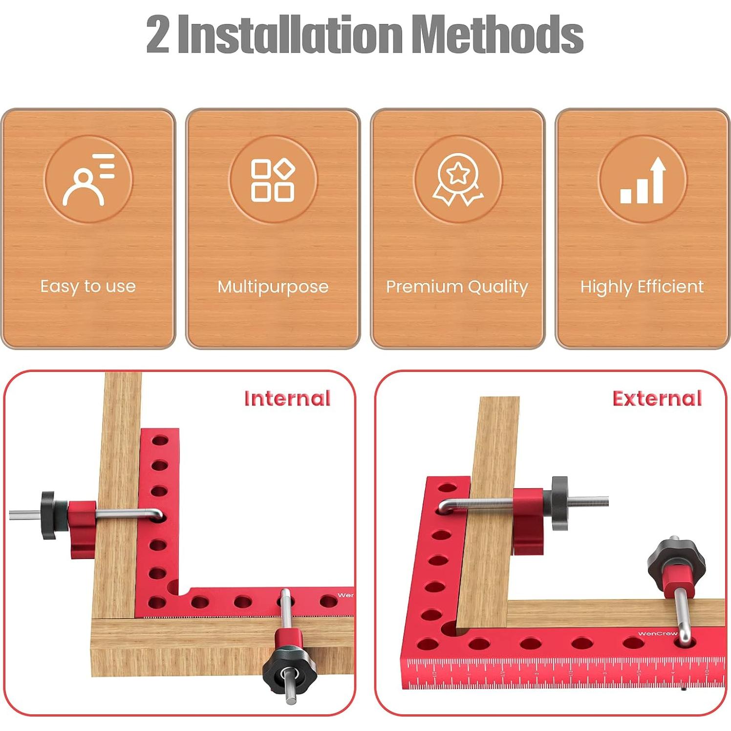 Abrazaderas de esquina WenCrew 4 Pack 90 grados aluminio 13.97 cm