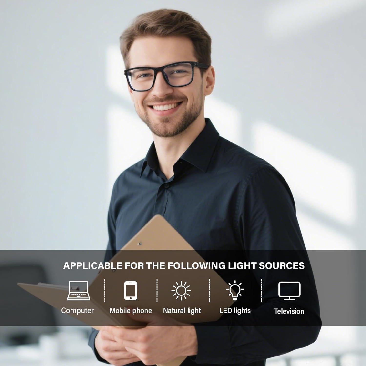 Gafas Anti Luz Azul RSQQAV UV400 Hombres Marco Ligero