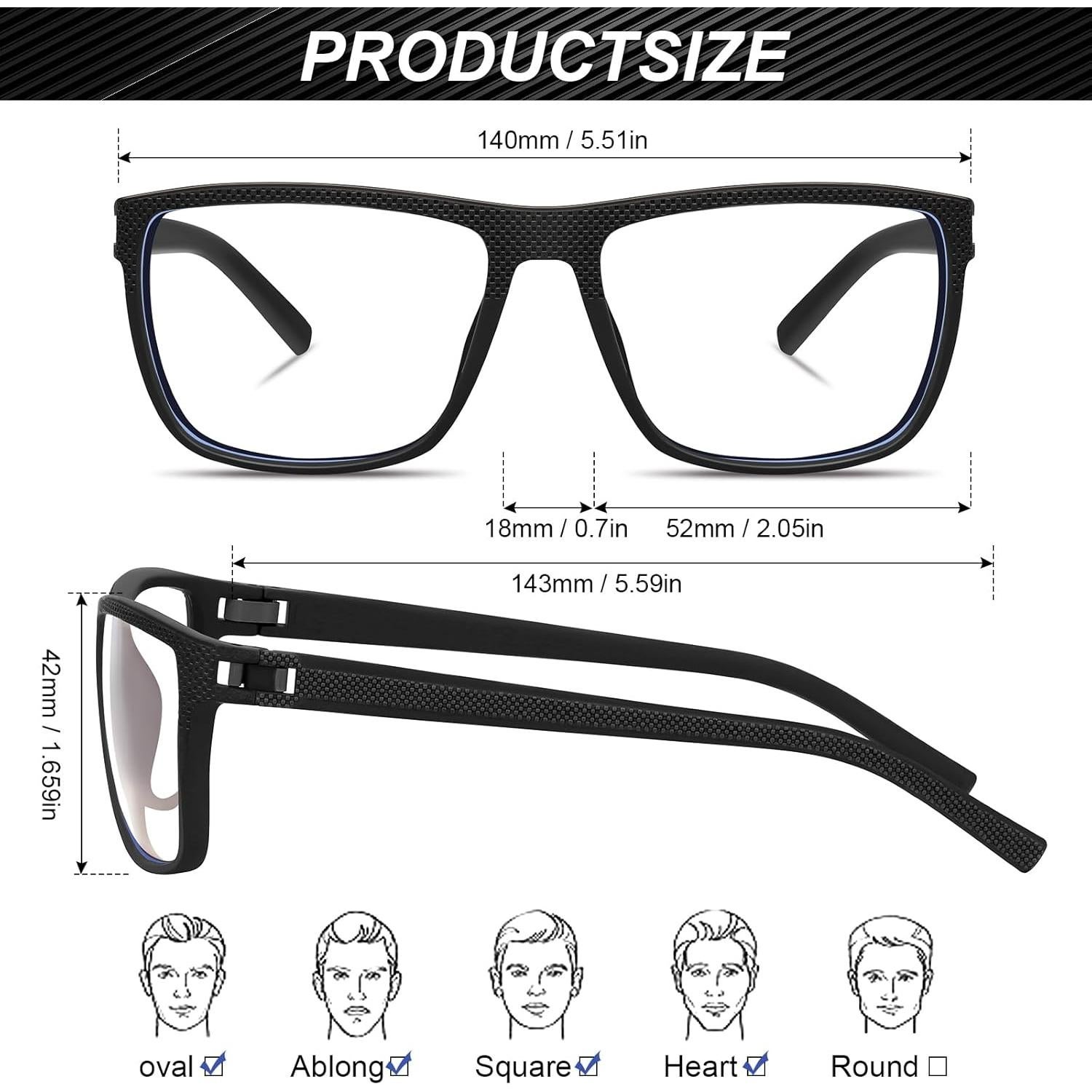 Gafas Anti Luz Azul RSQQAV UV400 Hombres Marco Ligero