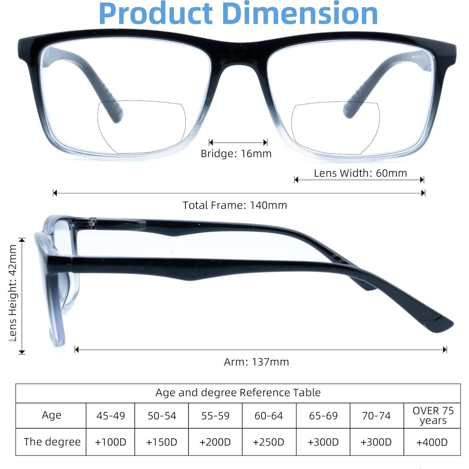 Gafas de lectura bifocales Wenzhou 1.0x con filtro azul