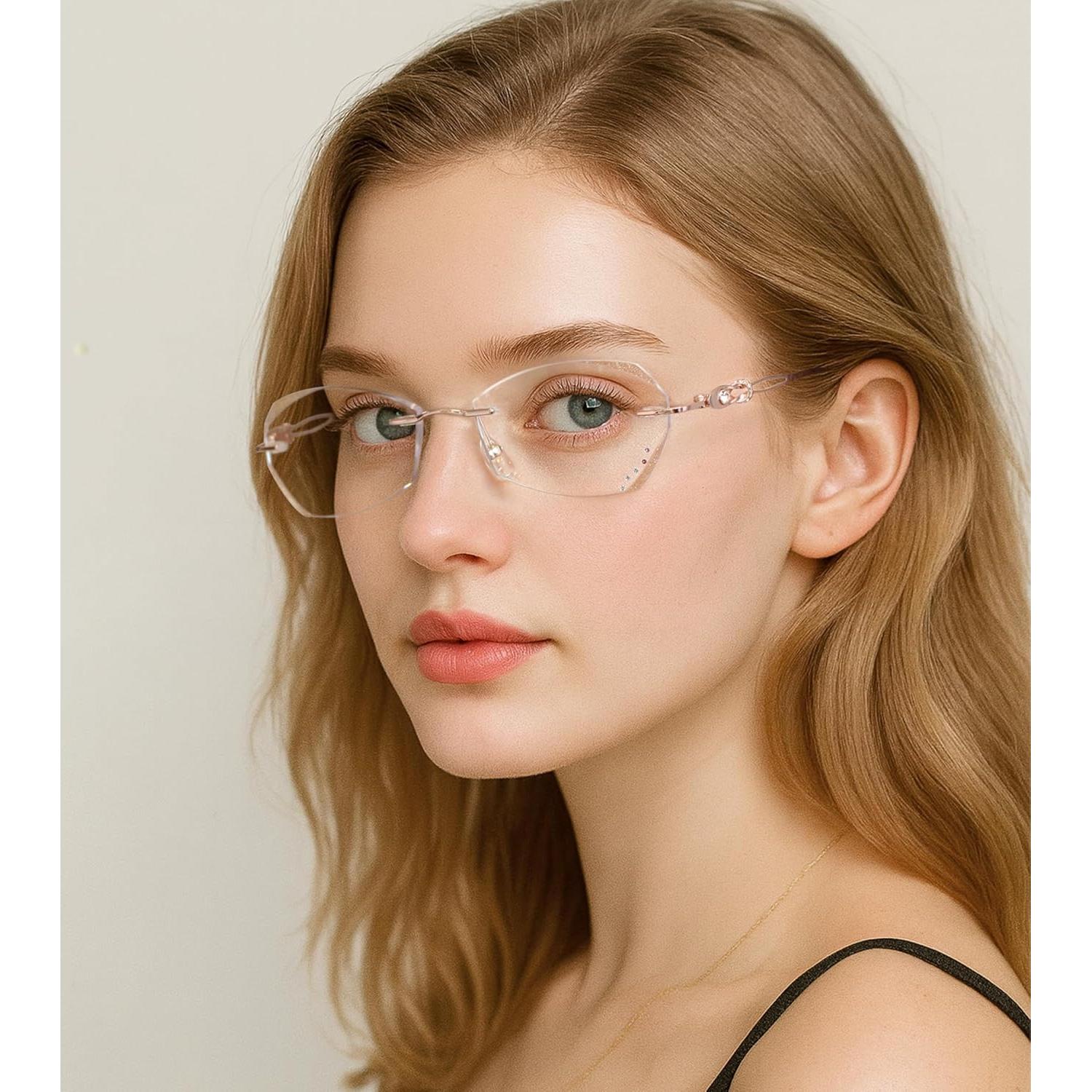 Gafas de lectura sin montura LUMIHA HD dorado rosa 1x