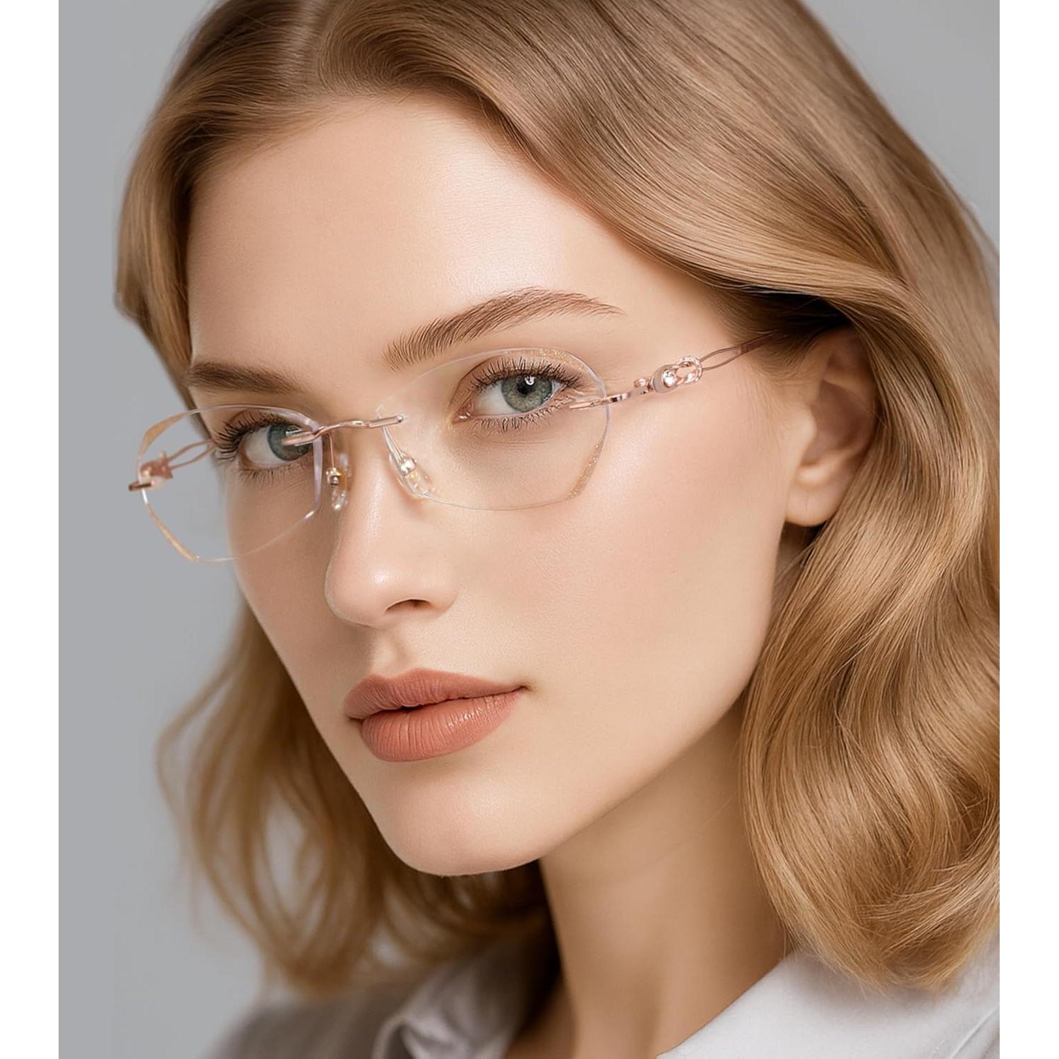 Gafas de lectura sin montura LUMIHA HD dorado rosa 1x