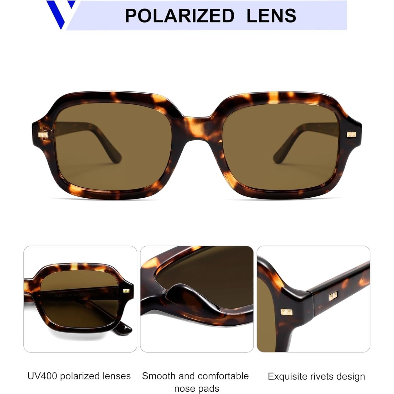Gafas de sol polarizadas retro VL9832 unisex cuadradas