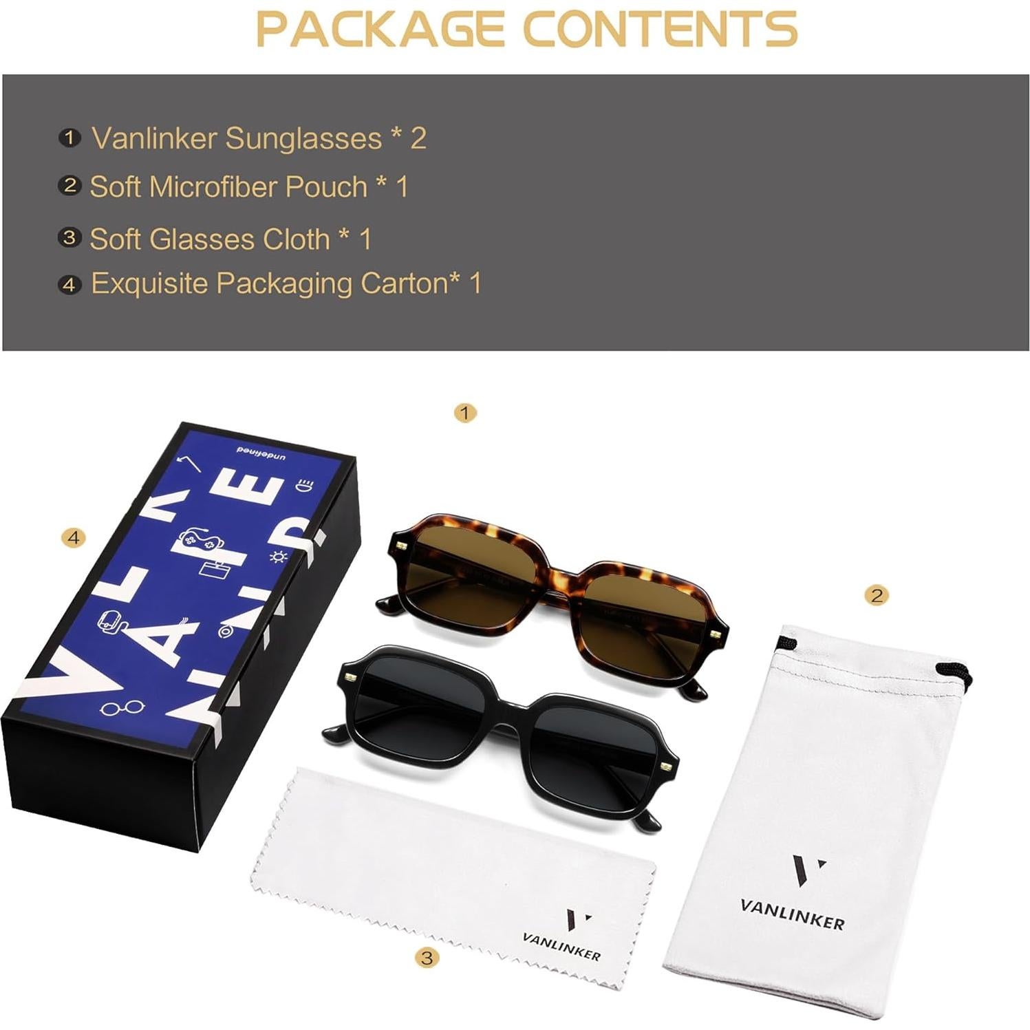 Gafas de sol polarizadas retro VL9832 unisex cuadradas