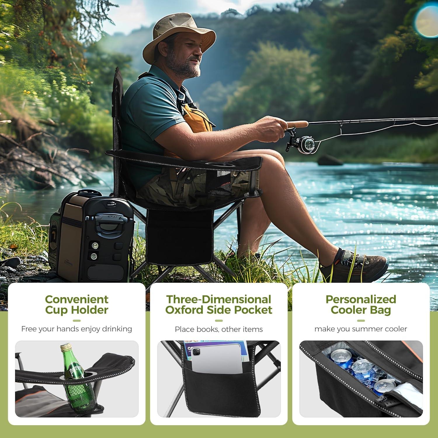 Silla de Camping Plegable ALPHA CAMP Charles 204 kg Soporte