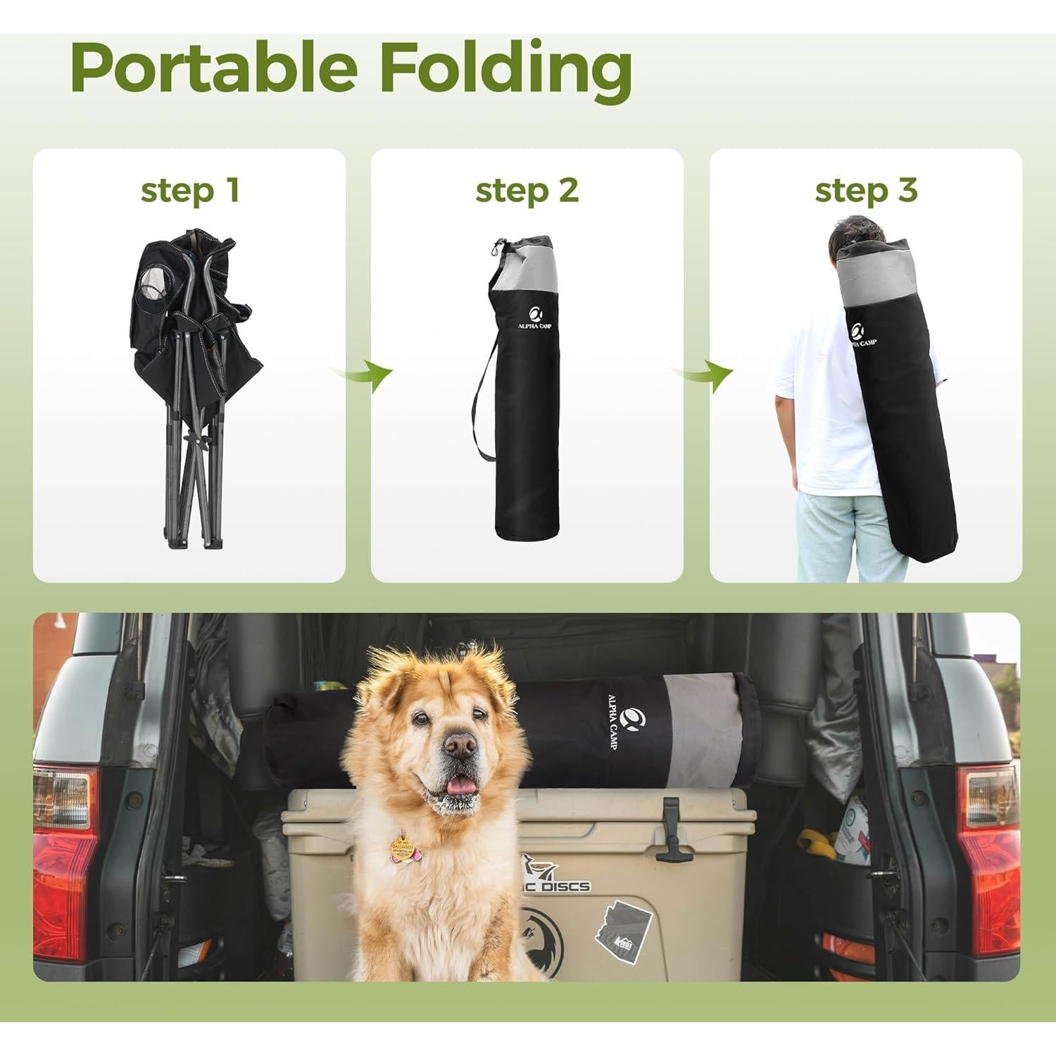 Silla de Camping Plegable ALPHA CAMP Charles 204 kg Soporte