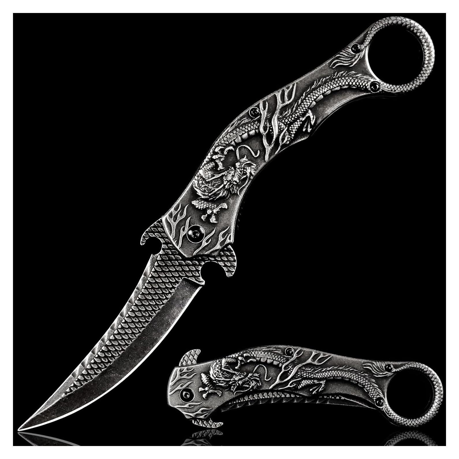 Cuchillo Plegable Vividstill VVS0019 Dragón 3D 22.9 cm Negro