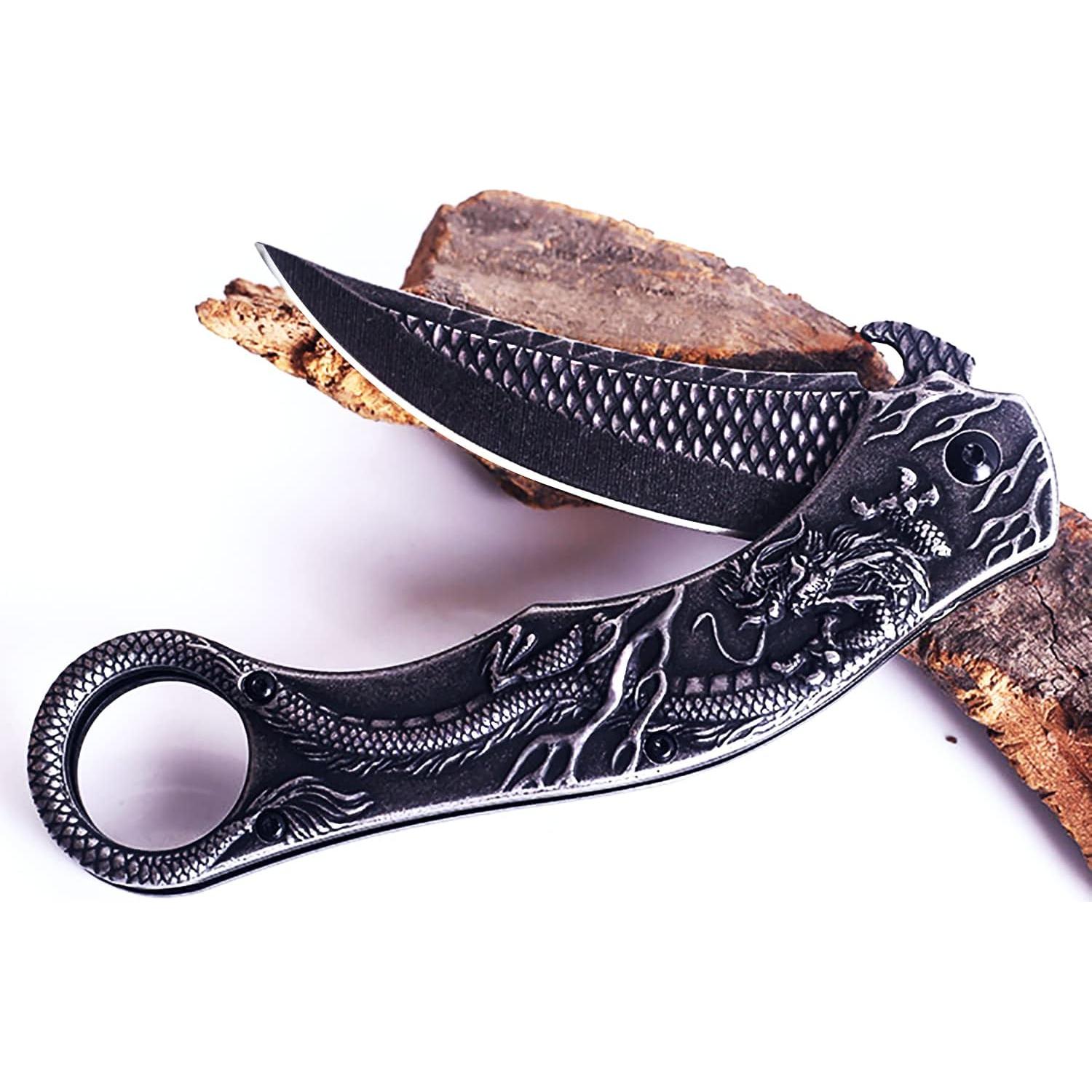 Cuchillo Plegable Vividstill VVS0019 Dragón 3D 22.9 cm Negro