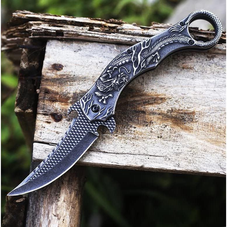 Cuchillo Plegable Vividstill VVS0019 Dragón 3D 22.9 cm Negro