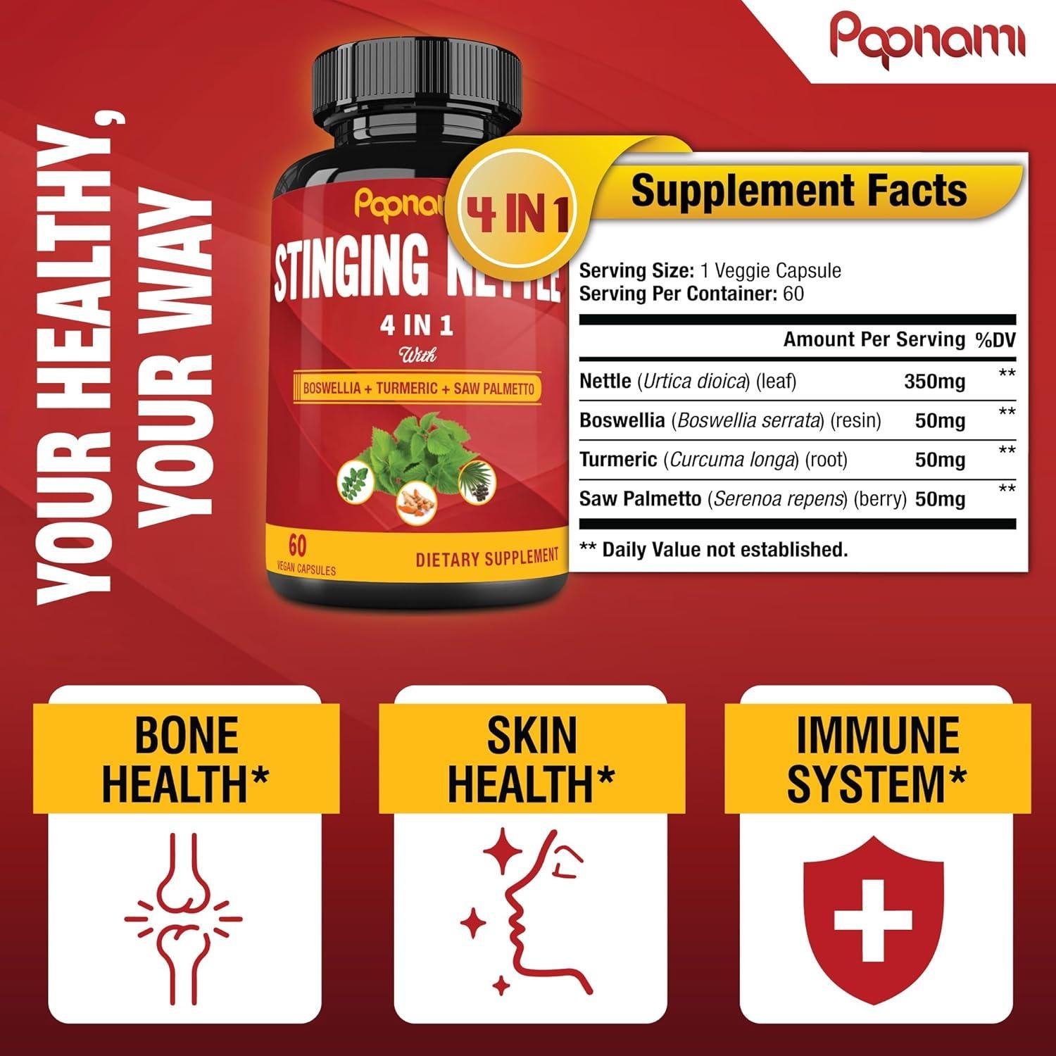 Cápsulas de Ortiga Papnami con Boswellia y Cúrcuma - 60 Unidades