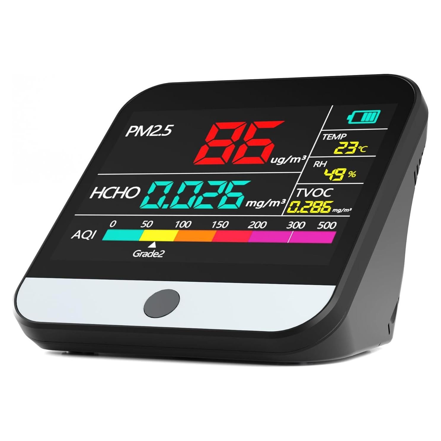 Xoopon 13 in 1 Air Quality Monitor Indoor Portable PM1|PM2.5|PM10|TVOC|Formaldehyde|Temp|Humidity and 6AQI Detector with Beep Alarm,Easy to Use,Highly Accurate Air Quality Tester for Home,Office