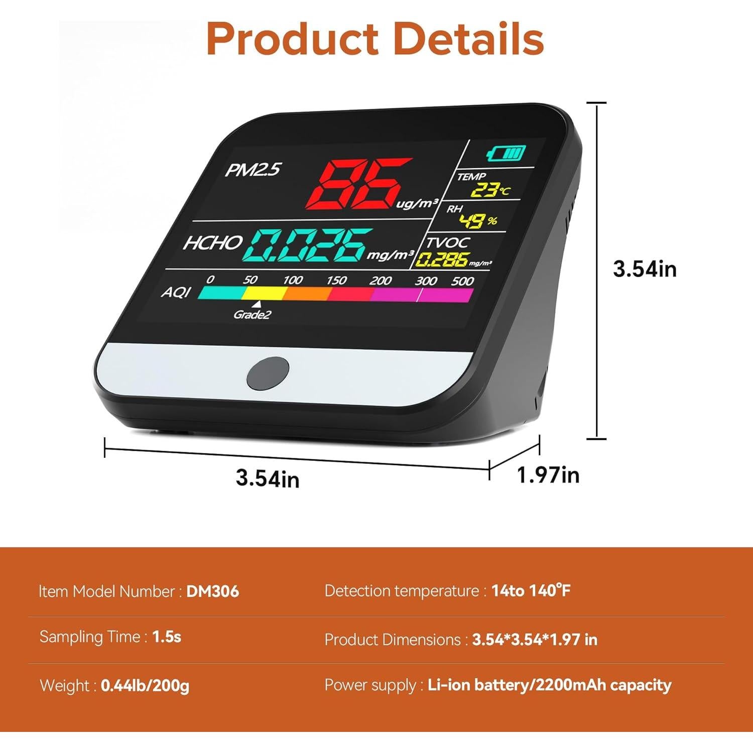 Xoopon 13 in 1 Air Quality Monitor Indoor Portable PM1|PM2.5|PM10|TVOC|Formaldehyde|Temp|Humidity and 6AQI Detector with Beep Alarm,Easy to Use,Highly Accurate Air Quality Tester for Home,Office