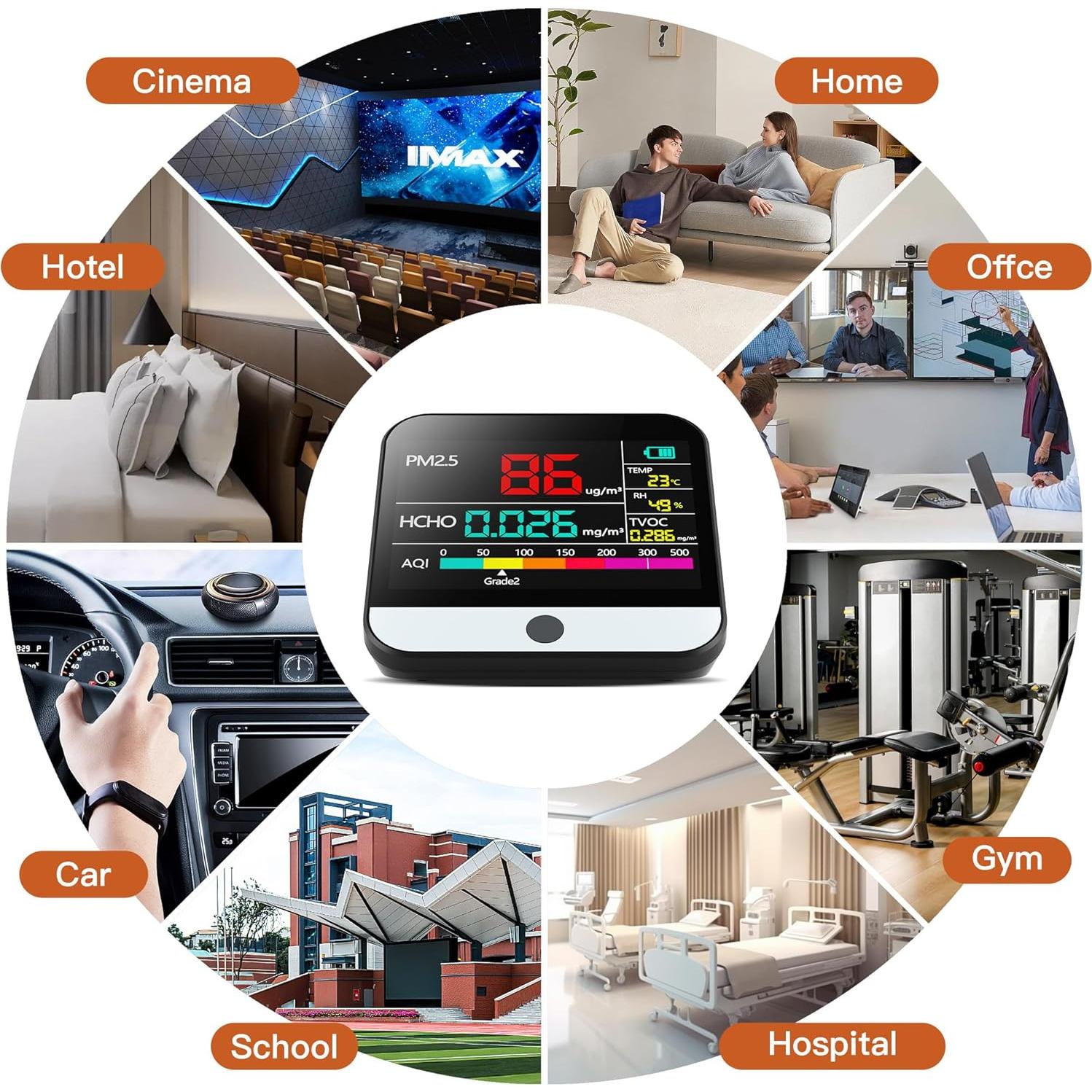 Xoopon 13 in 1 Air Quality Monitor Indoor Portable PM1|PM2.5|PM10|TVOC|Formaldehyde|Temp|Humidity and 6AQI Detector with Beep Alarm,Easy to Use,Highly Accurate Air Quality Tester for Home,Office