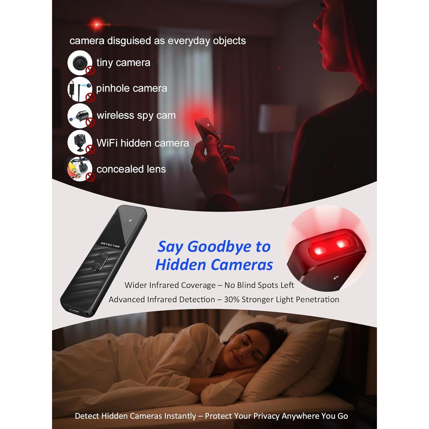 Detector de Cámaras Ocultas Huwrmcl H5 - Alarma Antirrobo