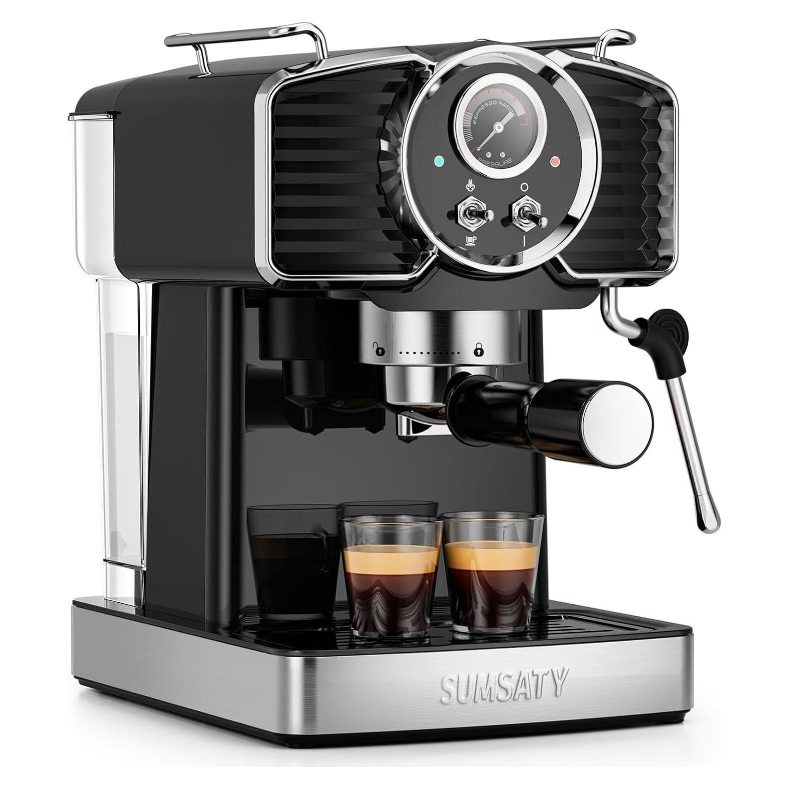 Máquina de Espresso SUMSATY 20 Bar Retro con Vaporizador 1.8L