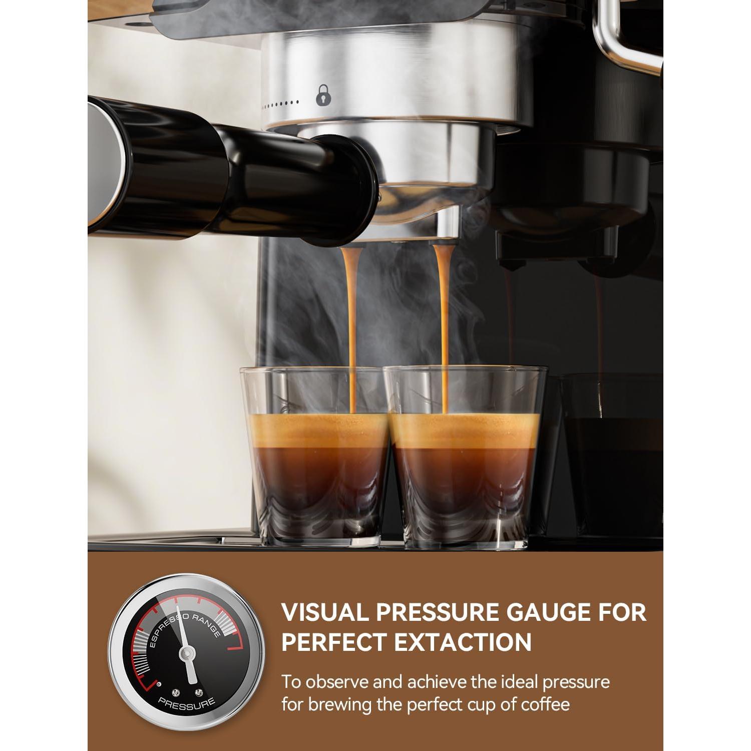 Máquina de Espresso SUMSATY 20 Bar Retro con Vaporizador 1.8L