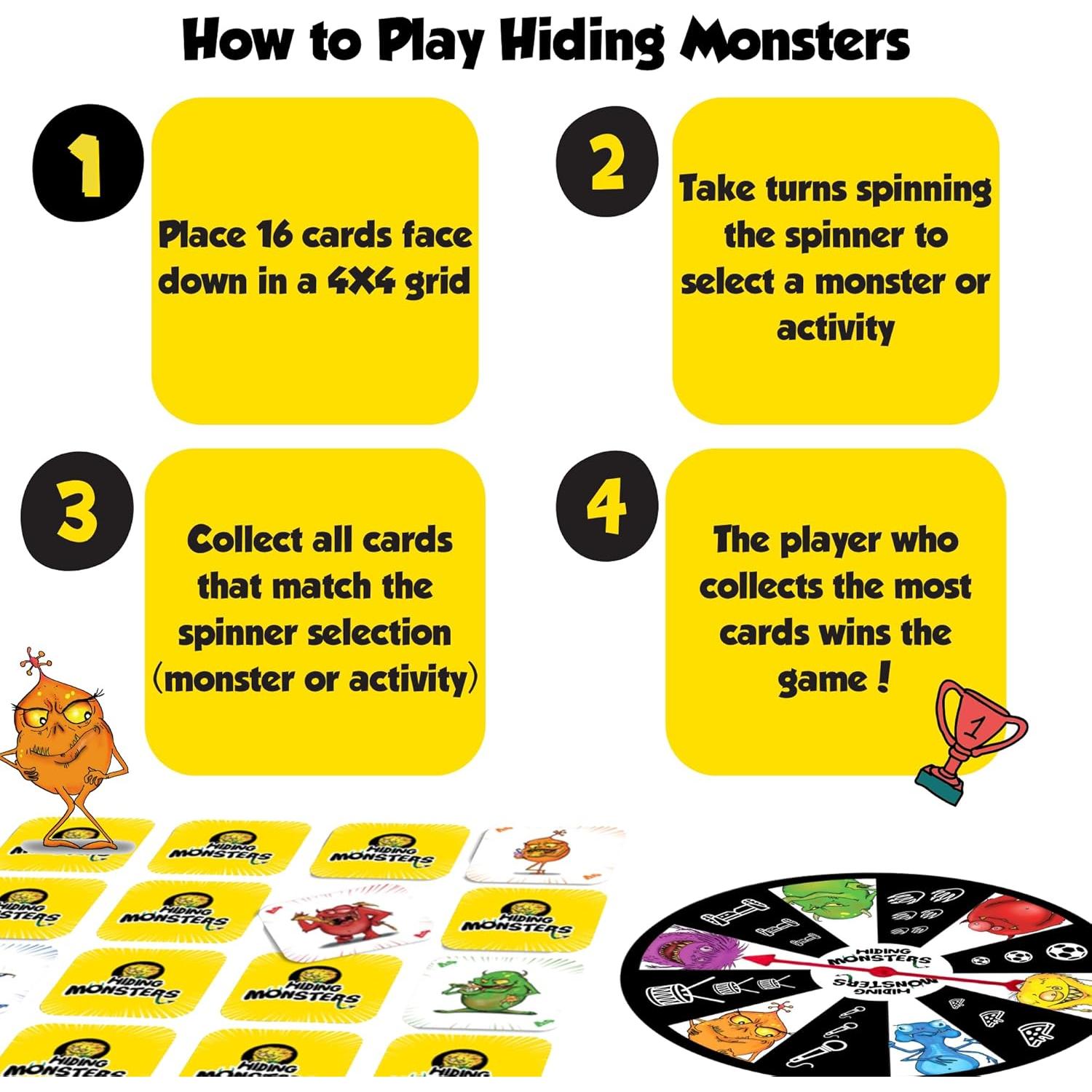 Juego de Cartas de Memoria Escondiendo Monstruos DIDAYO