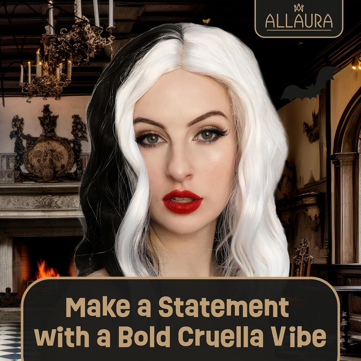 Peluca ALLAURA Cruel DeVil Negra y Blanca - Gótica